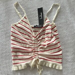 Lulu's Cream and Red Striped Camisole
